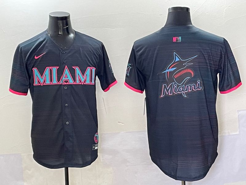 Men 2025 Miami Marlins Blank Black Joint Name Nike MLB Jersey style 5->miami marlins->MLB Jersey